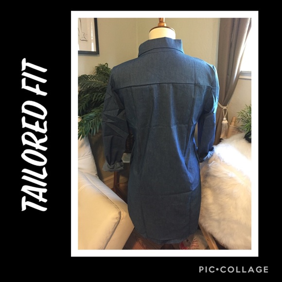 Stylish! Denim Style Shirt Dress - Picture 5 of 8